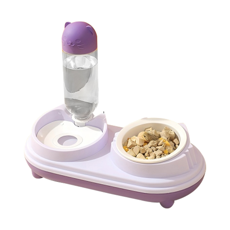 Cat Head Double Color Match Feeding Drinking Water Pet Bowl