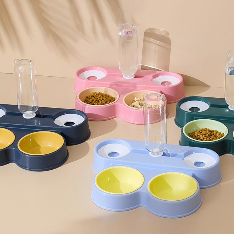 Frog Style Double Drinking Water And Double Feeding Pet Bowl