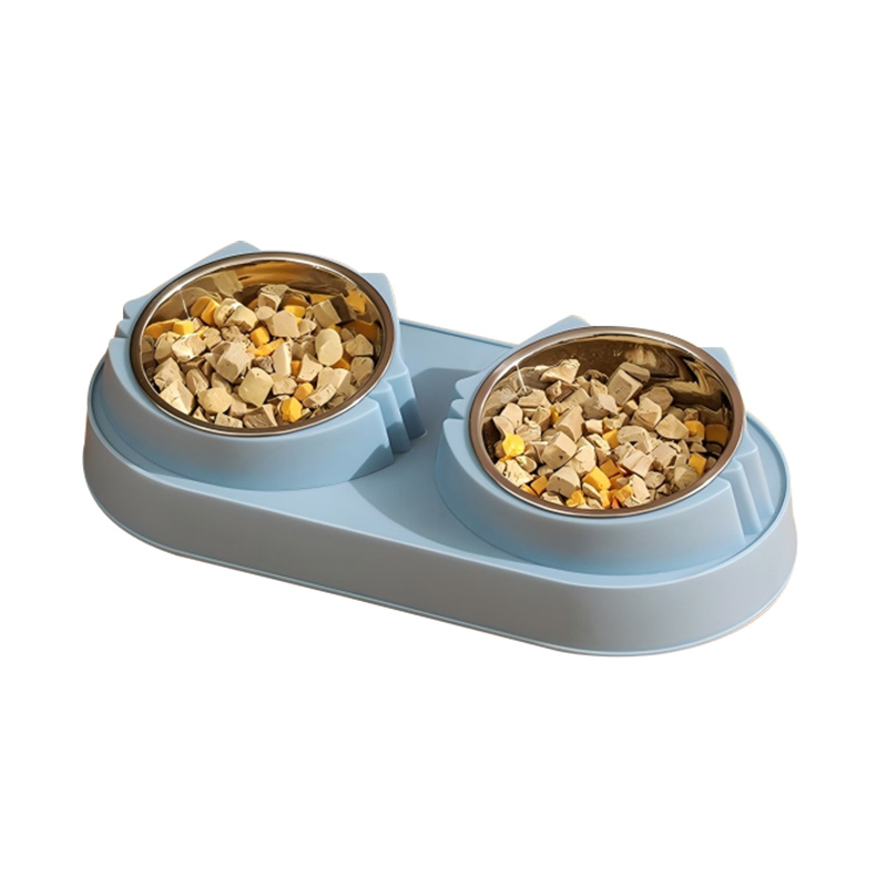 Safe PP Material Pet Diet Healthy Double Feeding Bowl