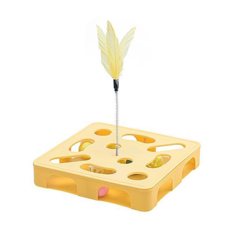 Vibrant Colors Square Digging Amusement Disc Cat Teasing Stick