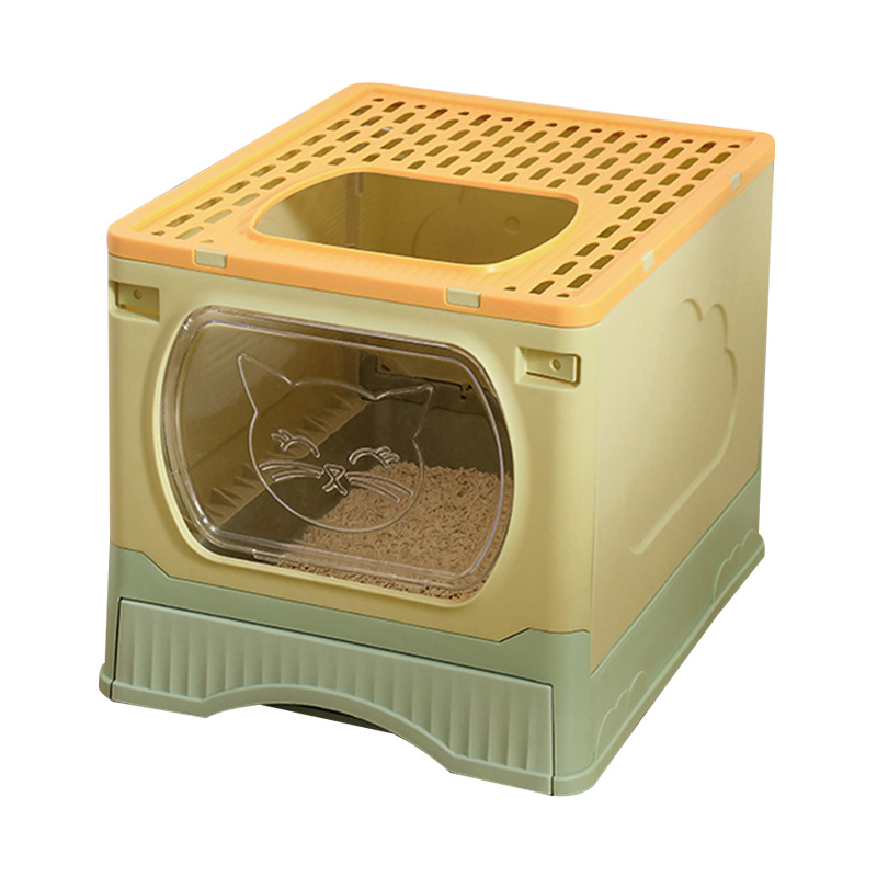 Folding Pull-Out Semi-Enclosed Cat Litter Box