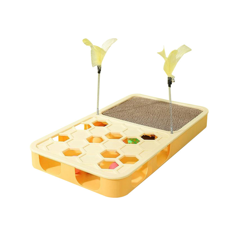 Durable Cat Scratching Board And Teaser Wand All-In-One Toy